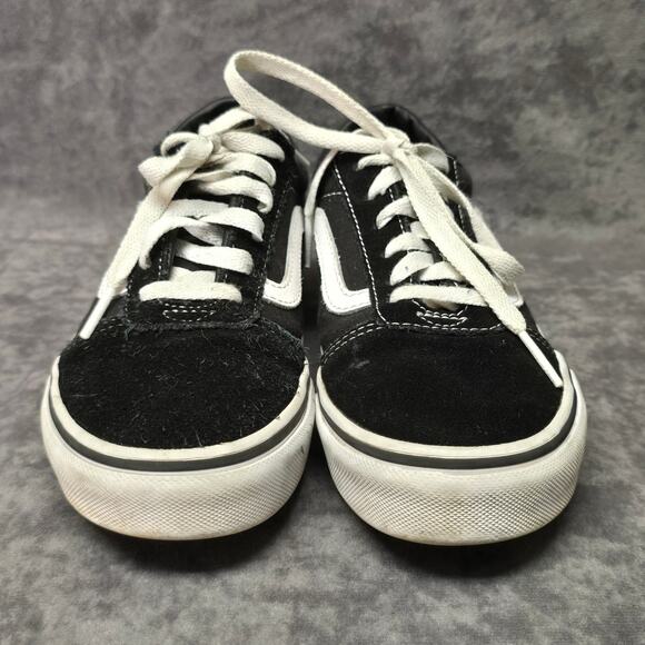 Vans Black & White Off The Wall Old Skool Low Top Canvas Skater Shoes Youth 3 - Picture 2 of 9